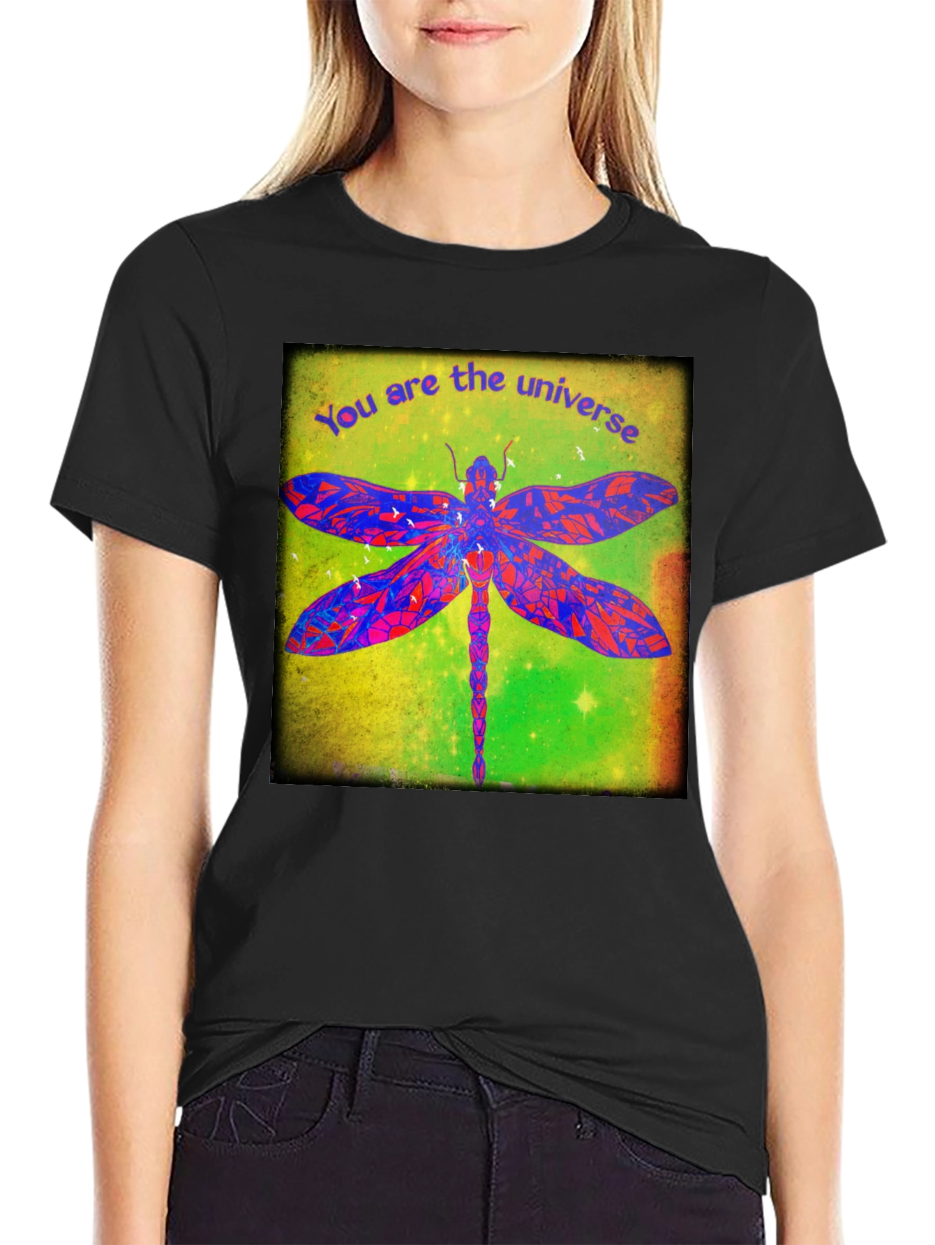 Universe Dragonfly Graphic T-Shirt