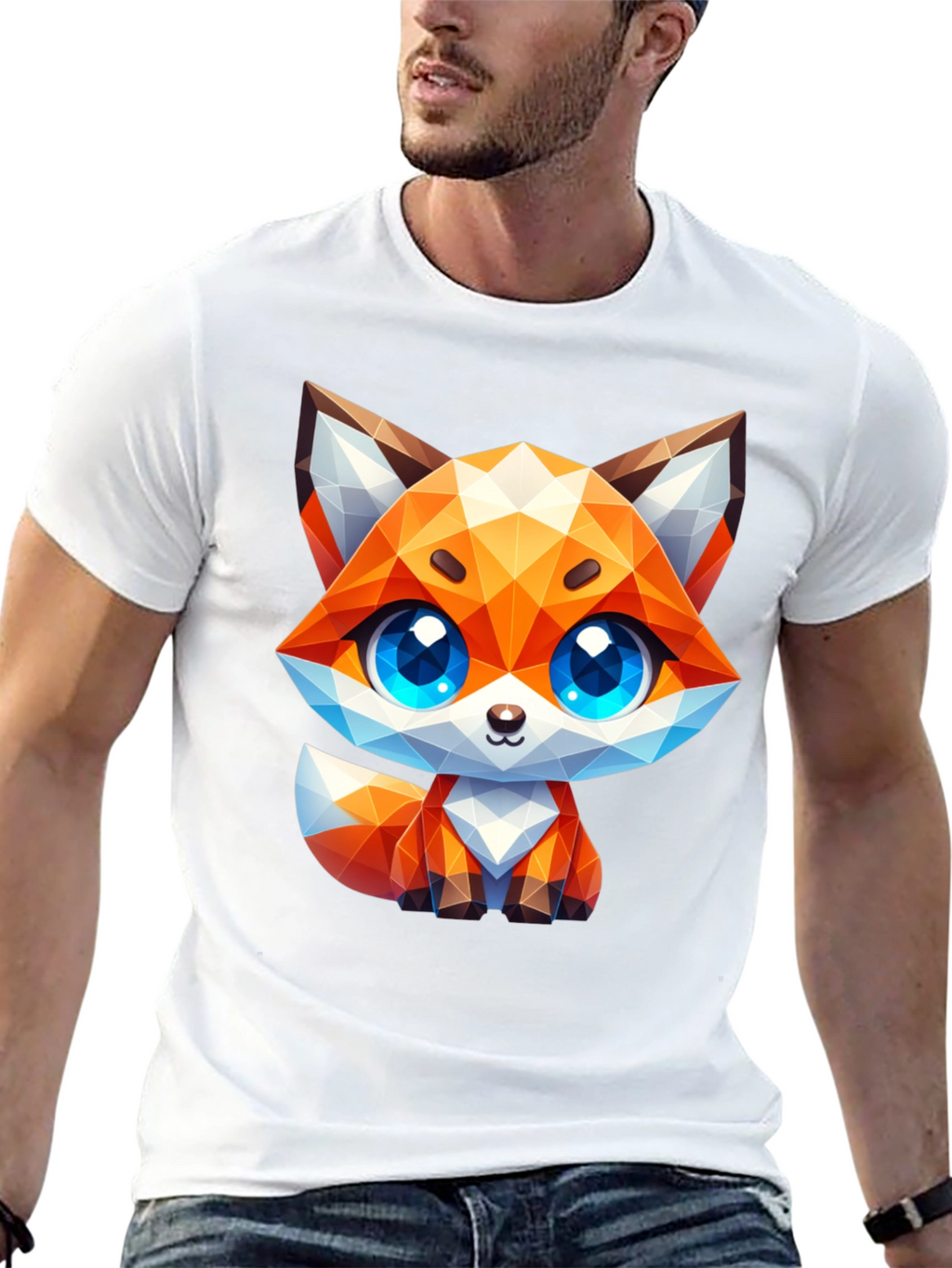 Geometric Fox Graphic Tee - Stylish Animal Print Shirt