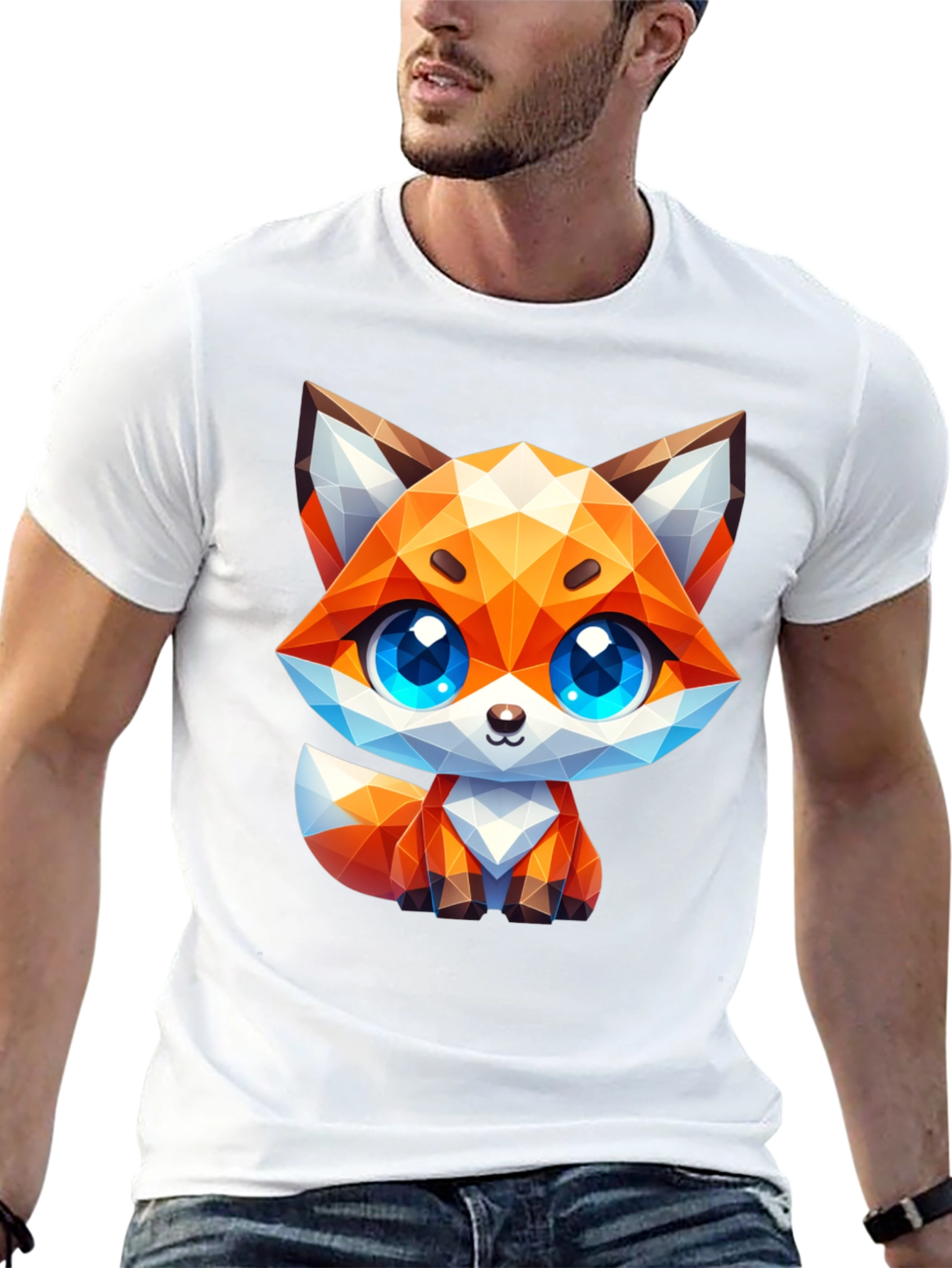Geometric Fox Graphic Tee - Stylish Animal Print Shirt