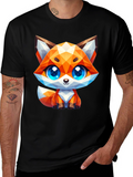 Geometric Fox Graphic Tee - Stylish Animal Print Shirt