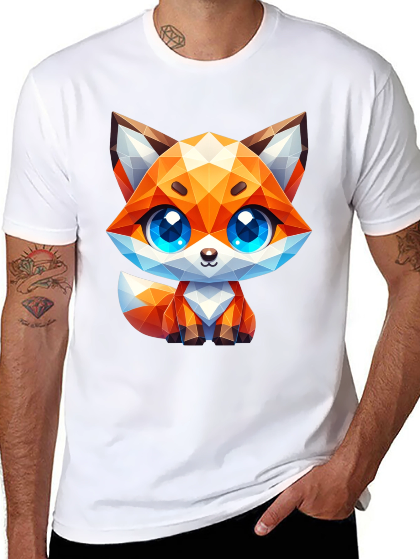 Geometric Fox Graphic Tee - Stylish Animal Print Shirt