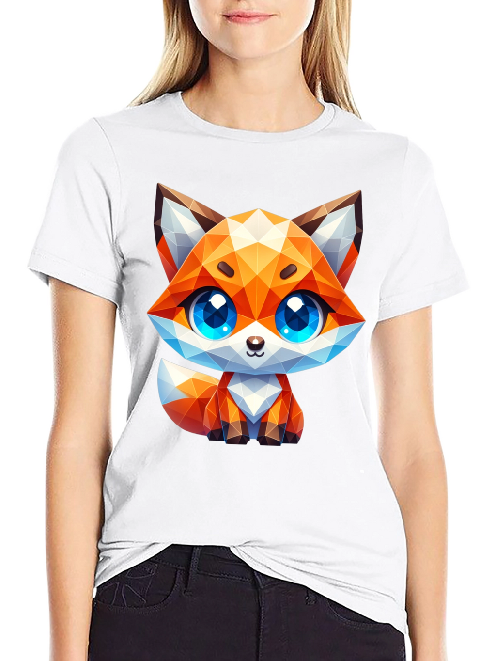 Geometric Fox Graphic Tee - Stylish Animal Print Shirt