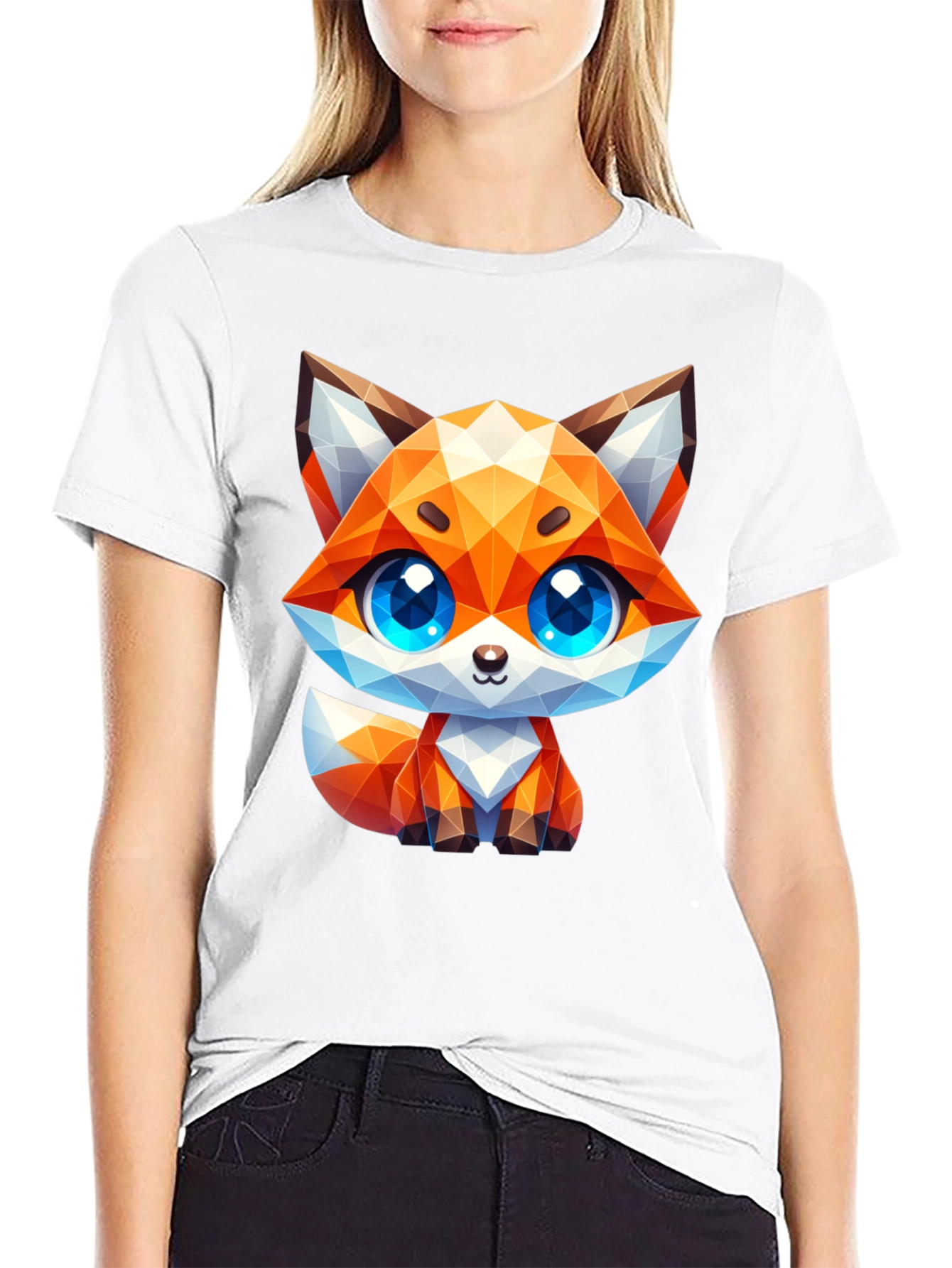 Geometric Fox Graphic Tee - Stylish Animal Print Shirt