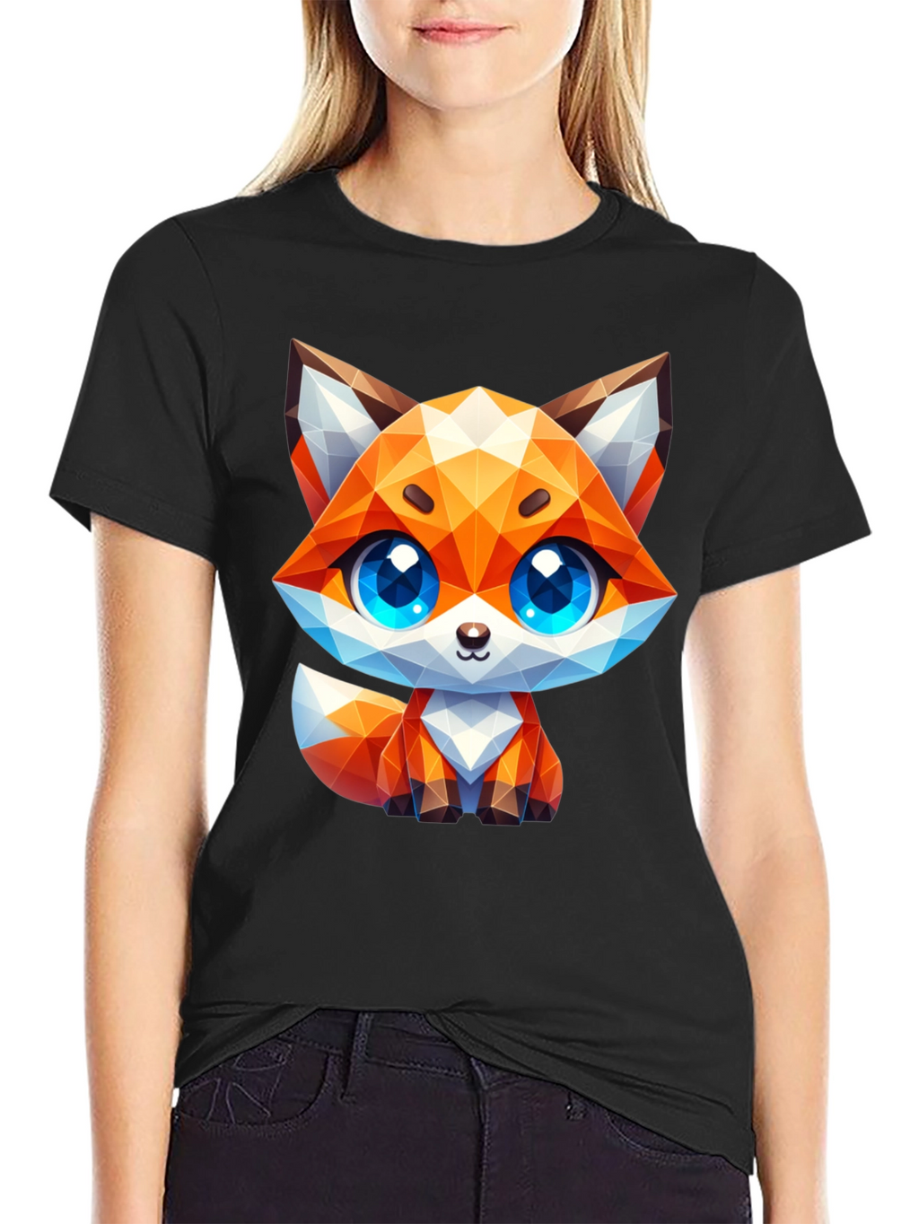 Geometric Fox Graphic Tee - Stylish Animal Print Shirt