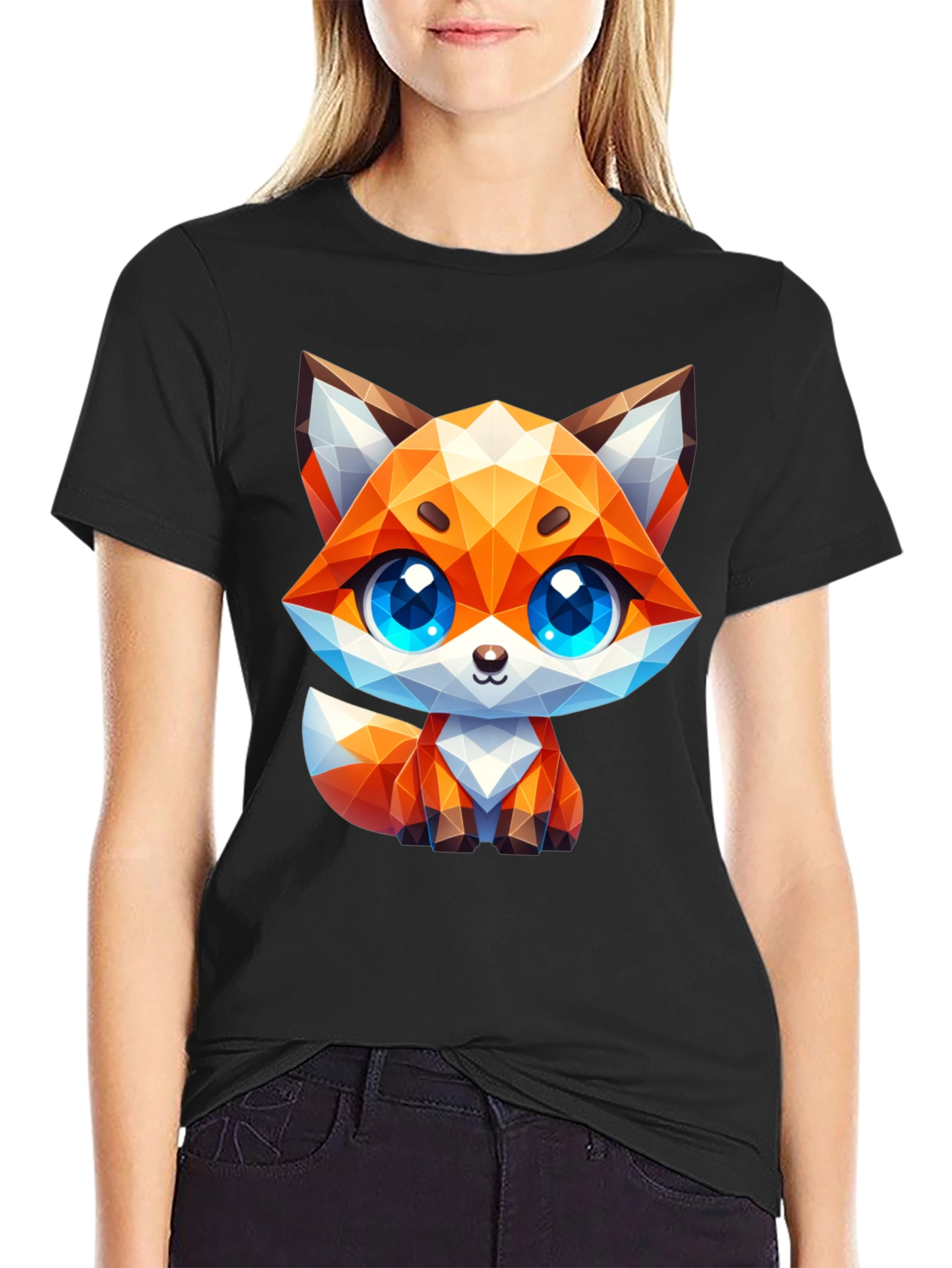 Geometric Fox Graphic Tee - Stylish Animal Print Shirt
