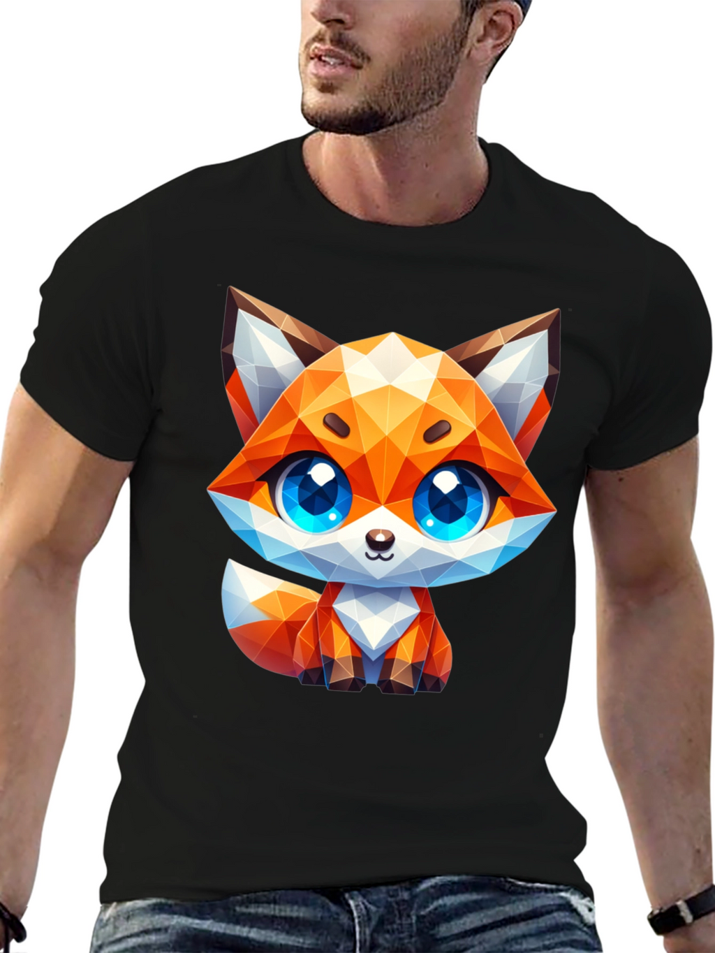 Geometric Fox Graphic Tee - Stylish Animal Print Shirt