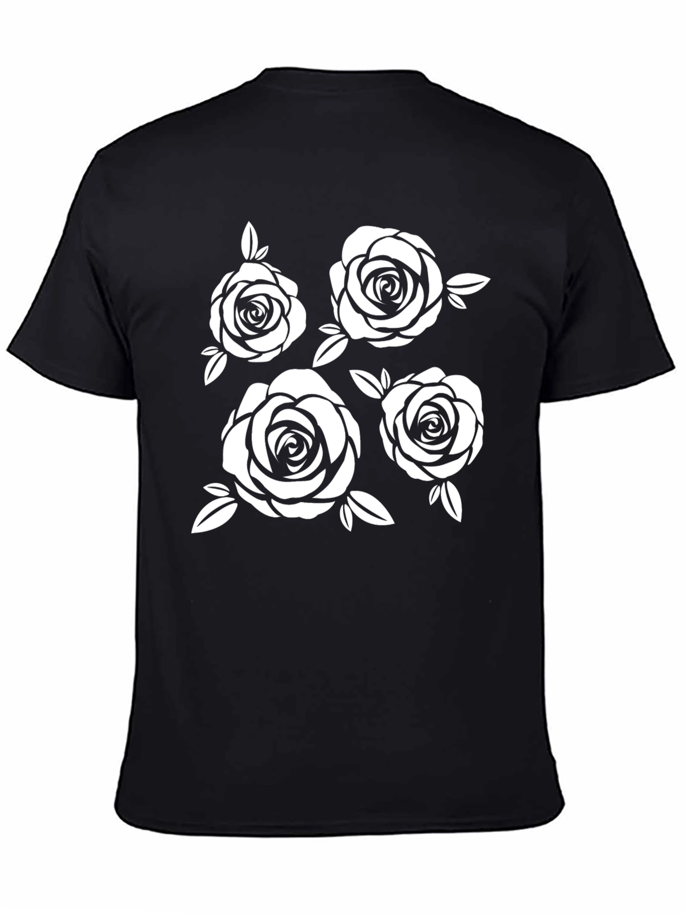 Floral Rose Graphic Black T-Shirt