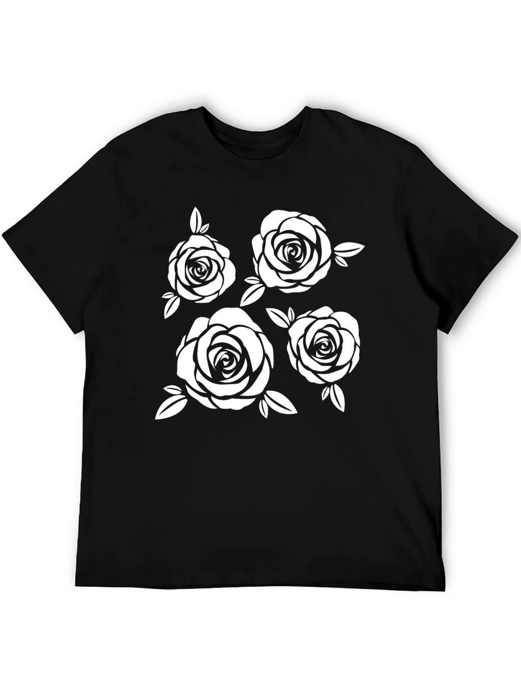 Floral Rose Graphic Black T-Shirt