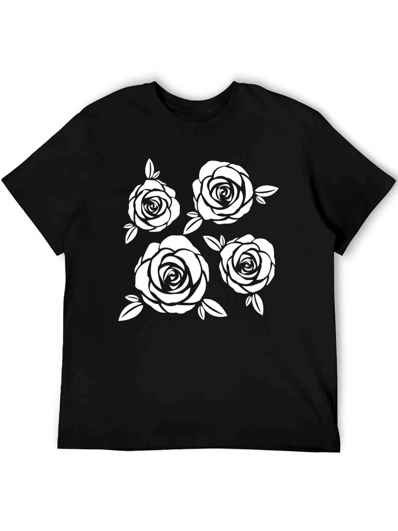 Floral Rose Graphic Black T-Shirt
