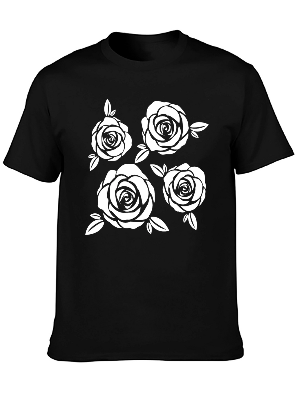 Floral Rose Graphic Black T-Shirt