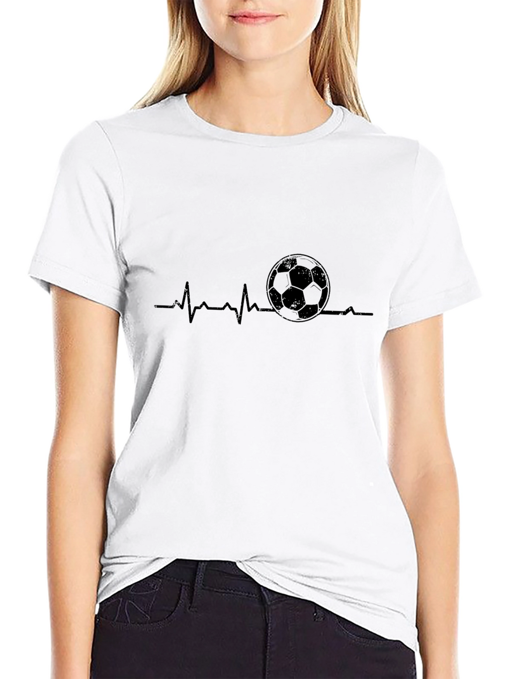 Soccer Heartbeat T-Shirt - Black