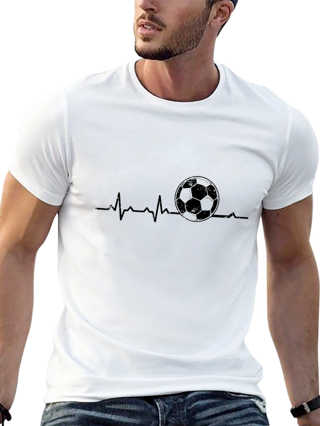 Soccer Heartbeat T-Shirt - Black