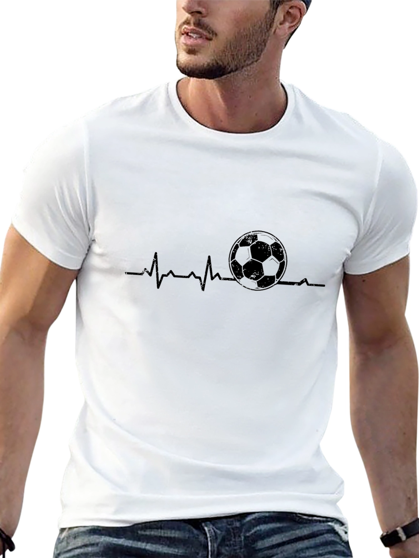Soccer Heartbeat T-Shirt - Black