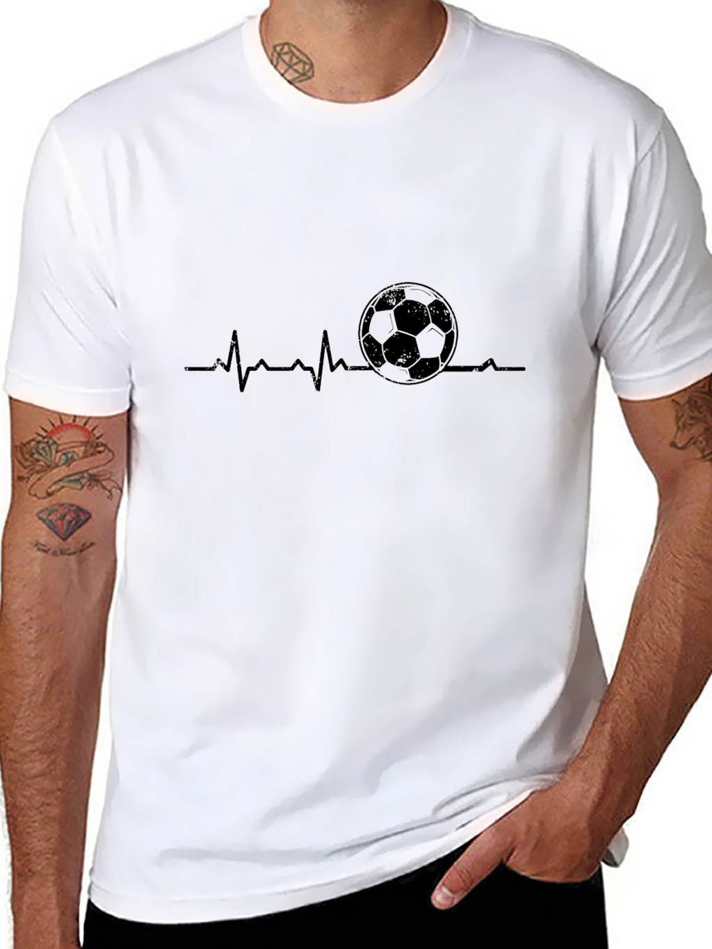 Soccer Heartbeat T-Shirt - Black