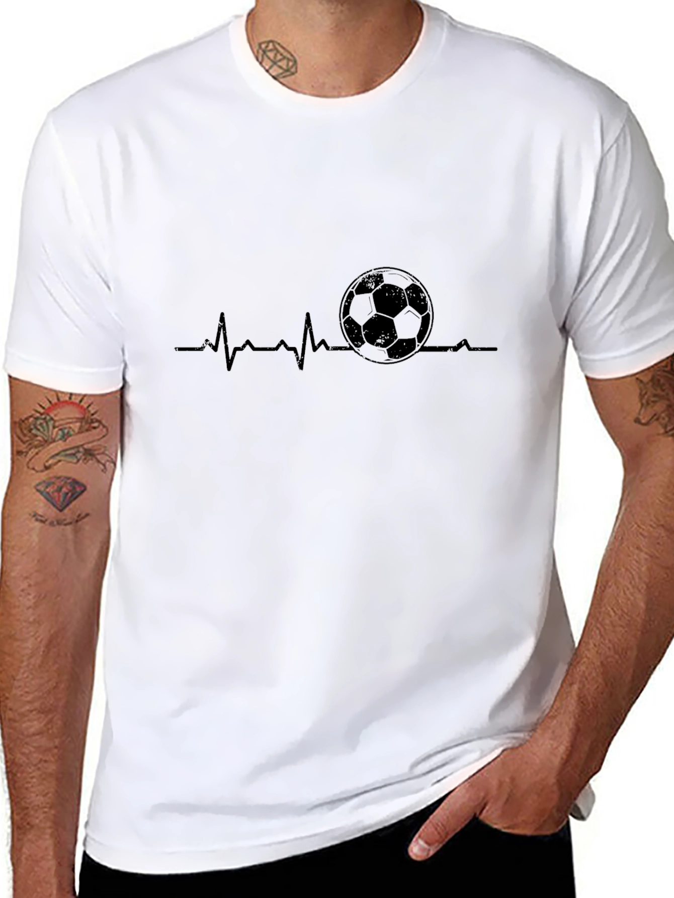 Soccer Heartbeat T-Shirt - Black