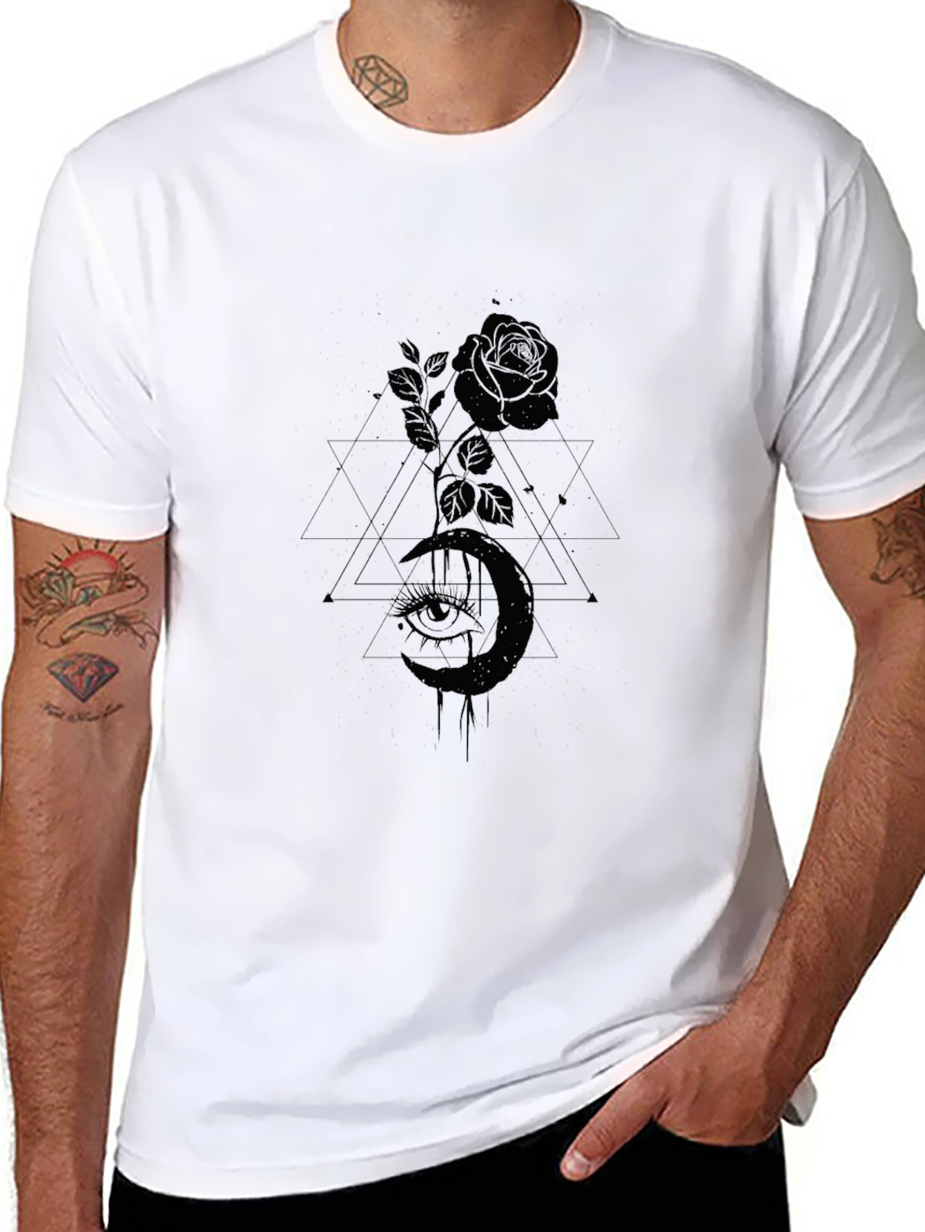Mystic Rose Graphic Black T-Shirt