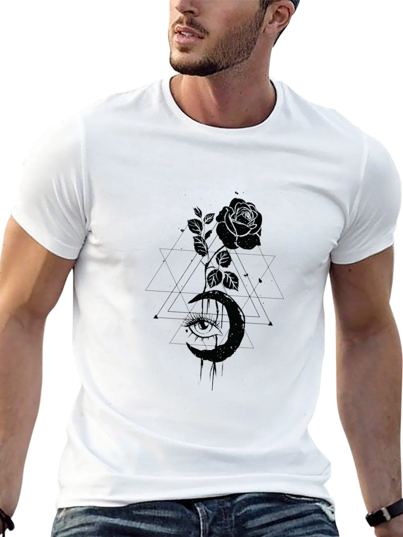 Mystic Rose Graphic Black T-Shirt