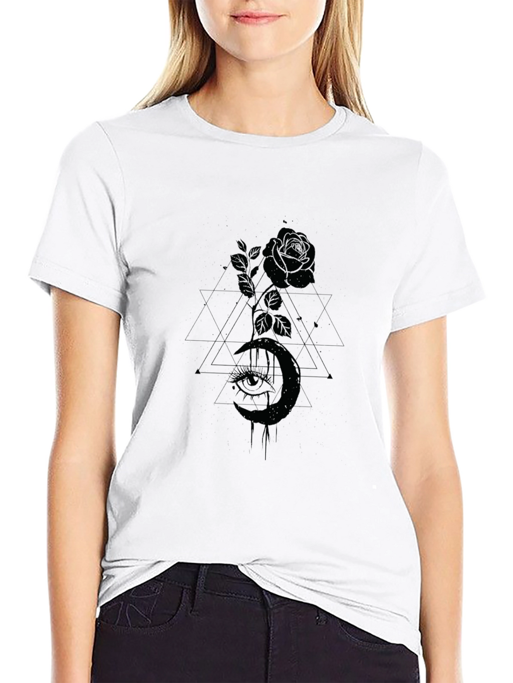 Mystic Rose Graphic Black T-Shirt
