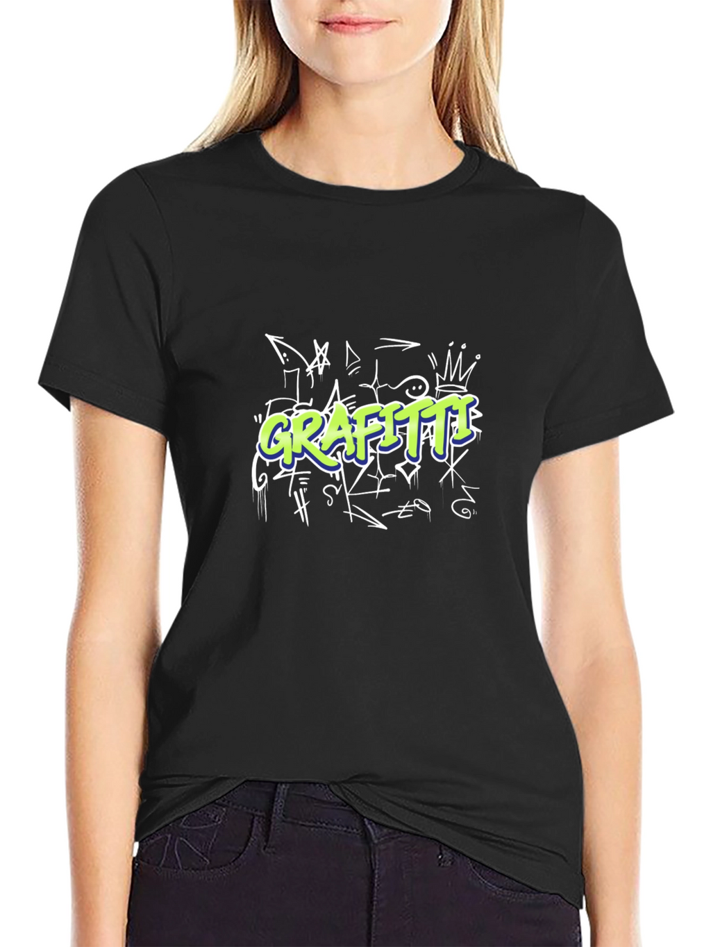Graffiti Style Graphic Black T-Shirt