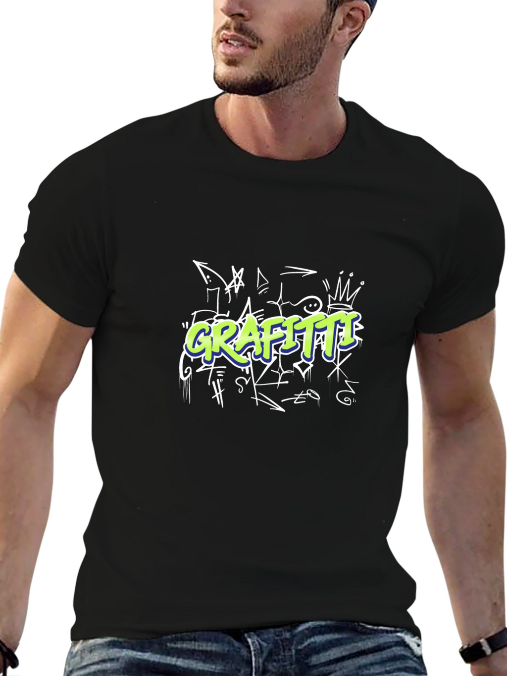 Graffiti Style Graphic Black T-Shirt
