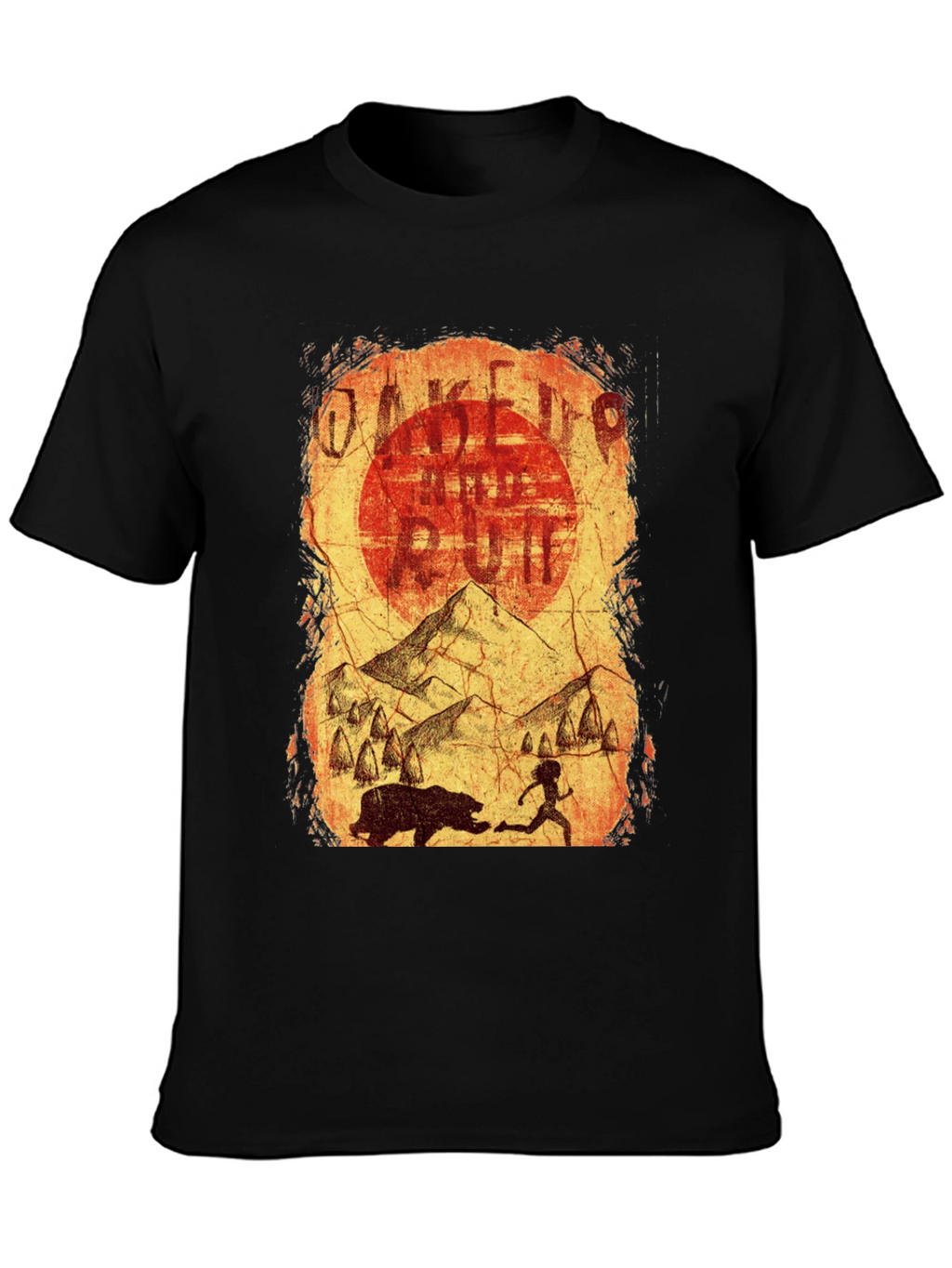 Wake Up & Run T-Shirt - Cave Art Style