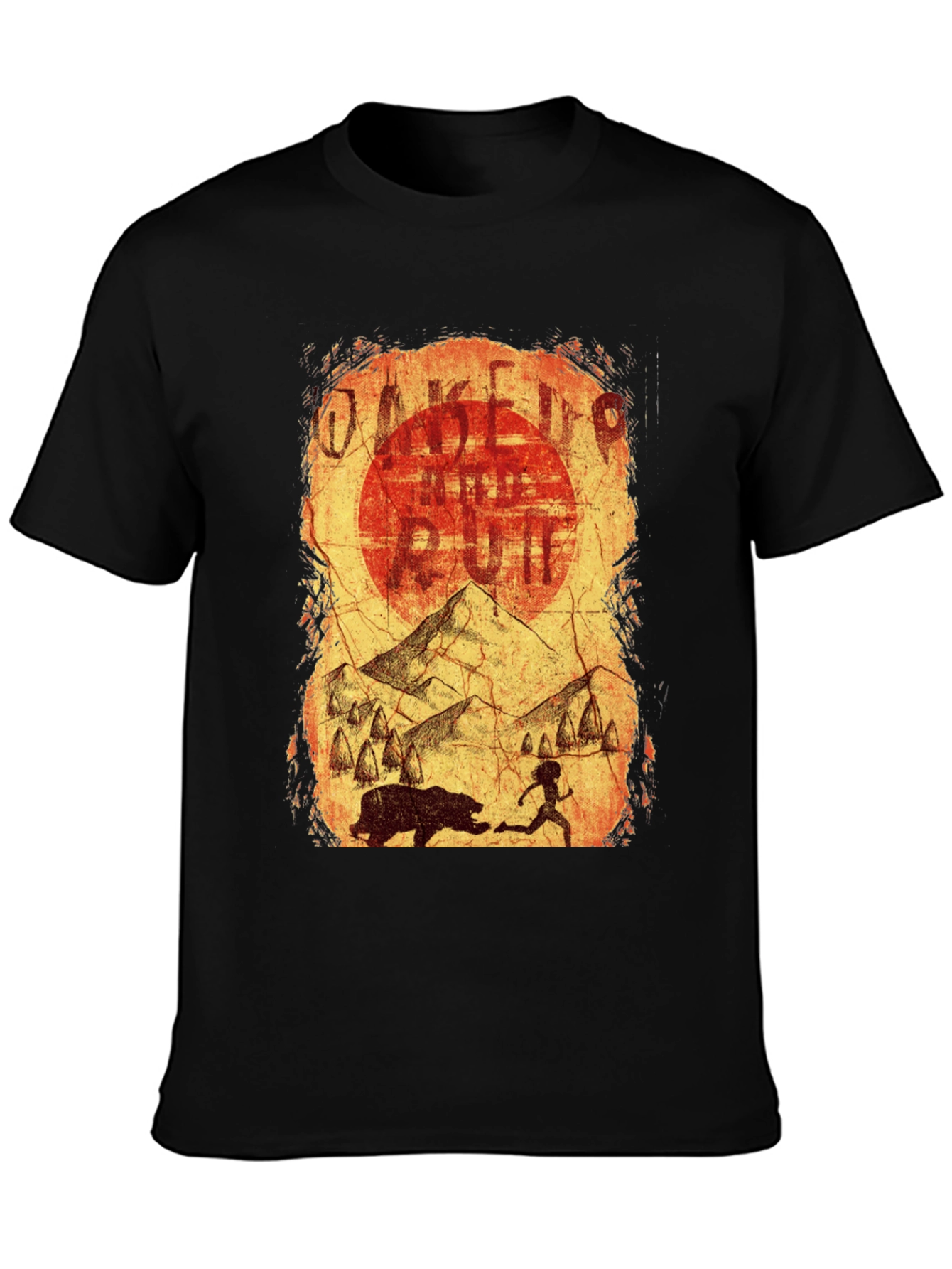 Wake Up & Run T-Shirt - Cave Art Style