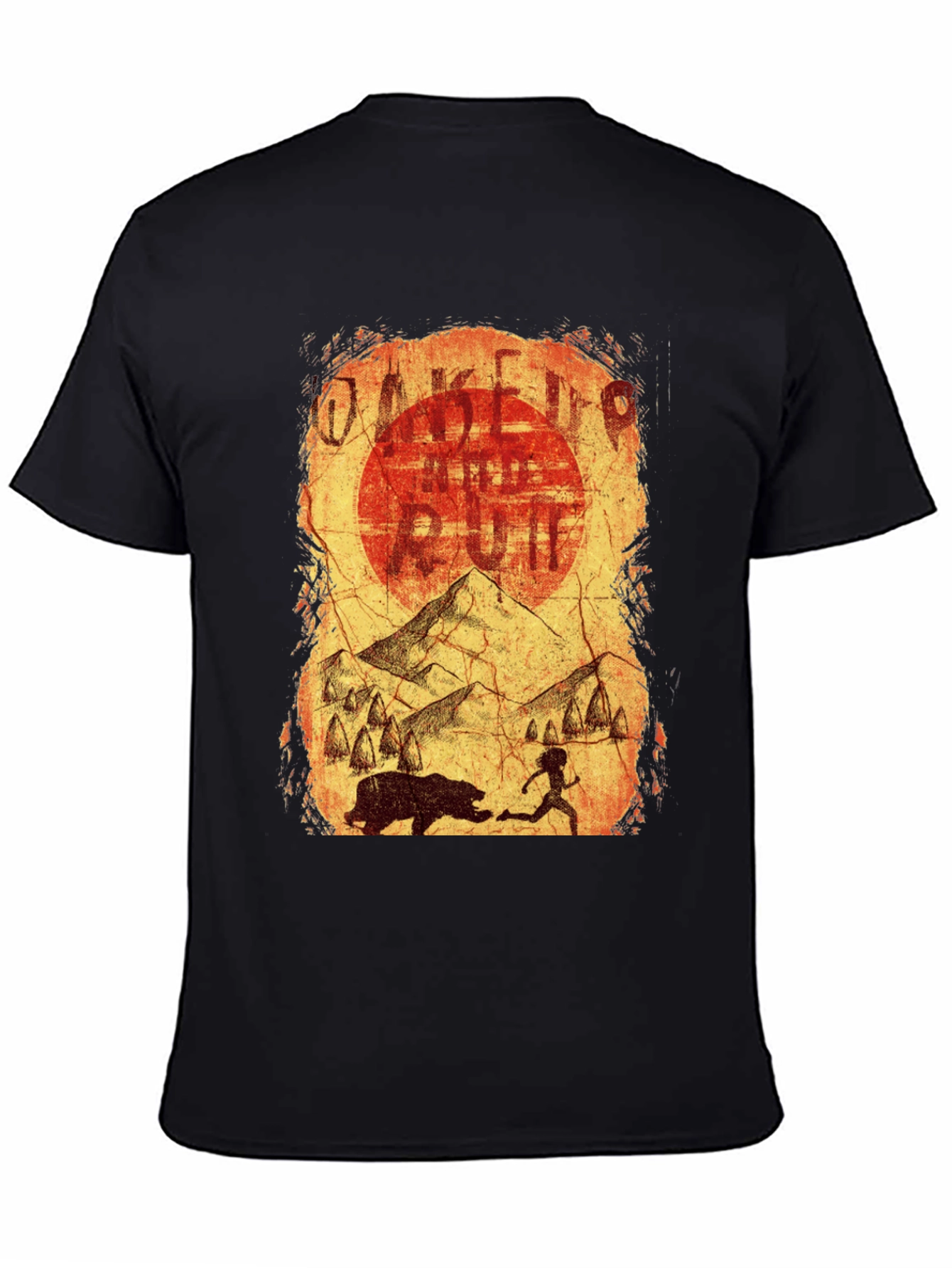 Wake Up & Run T-Shirt - Cave Art Style