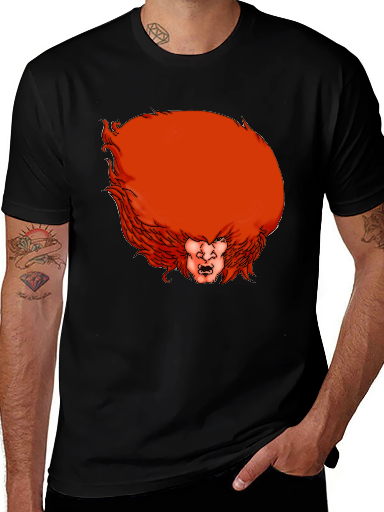 Humorous Red Hair Monster Graphic T-Shirt