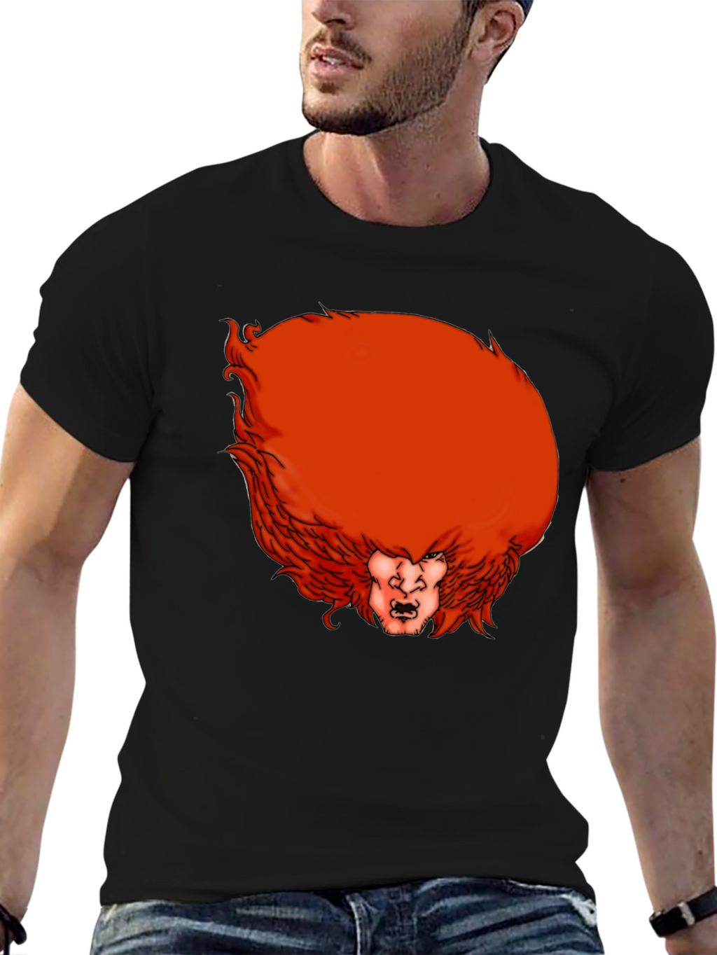 Humorous Red Hair Monster Graphic T-Shirt