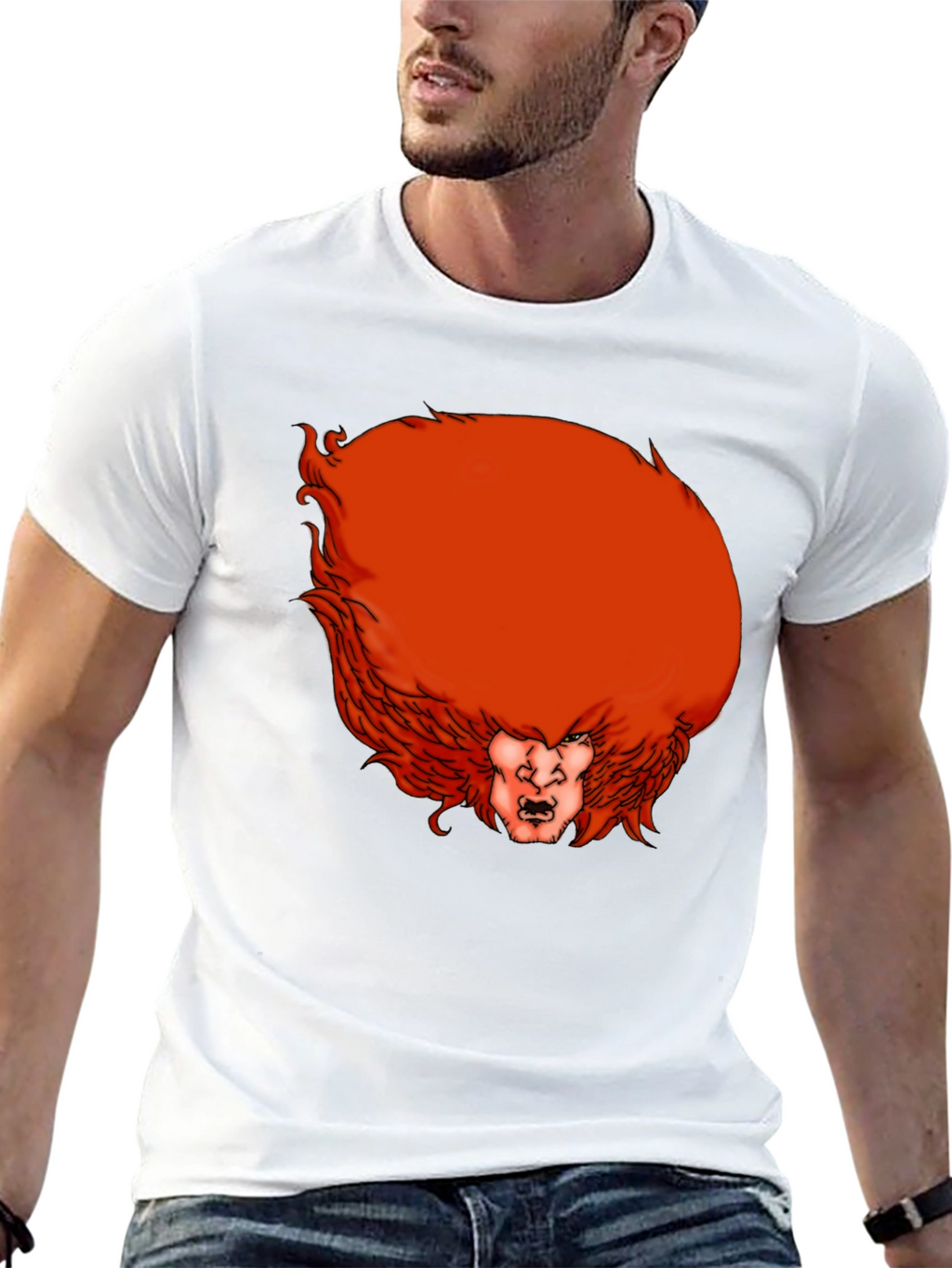 Humorous Red Hair Monster Graphic T-Shirt