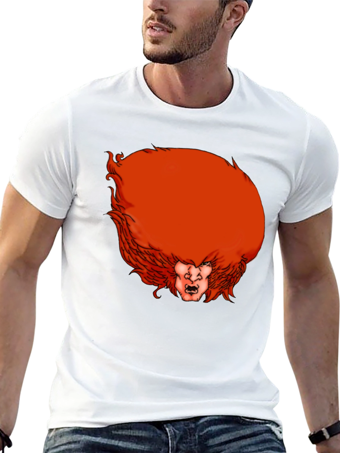 Humorous Red Hair Monster Graphic T-Shirt