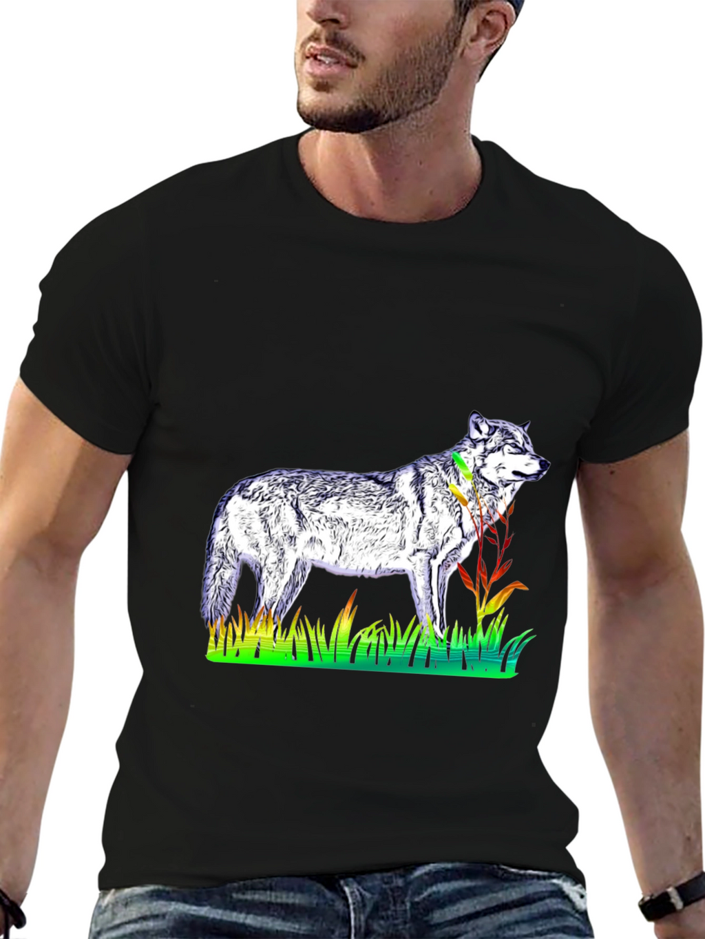 Wolf Graphic Tee - Mens Black T-Shirt