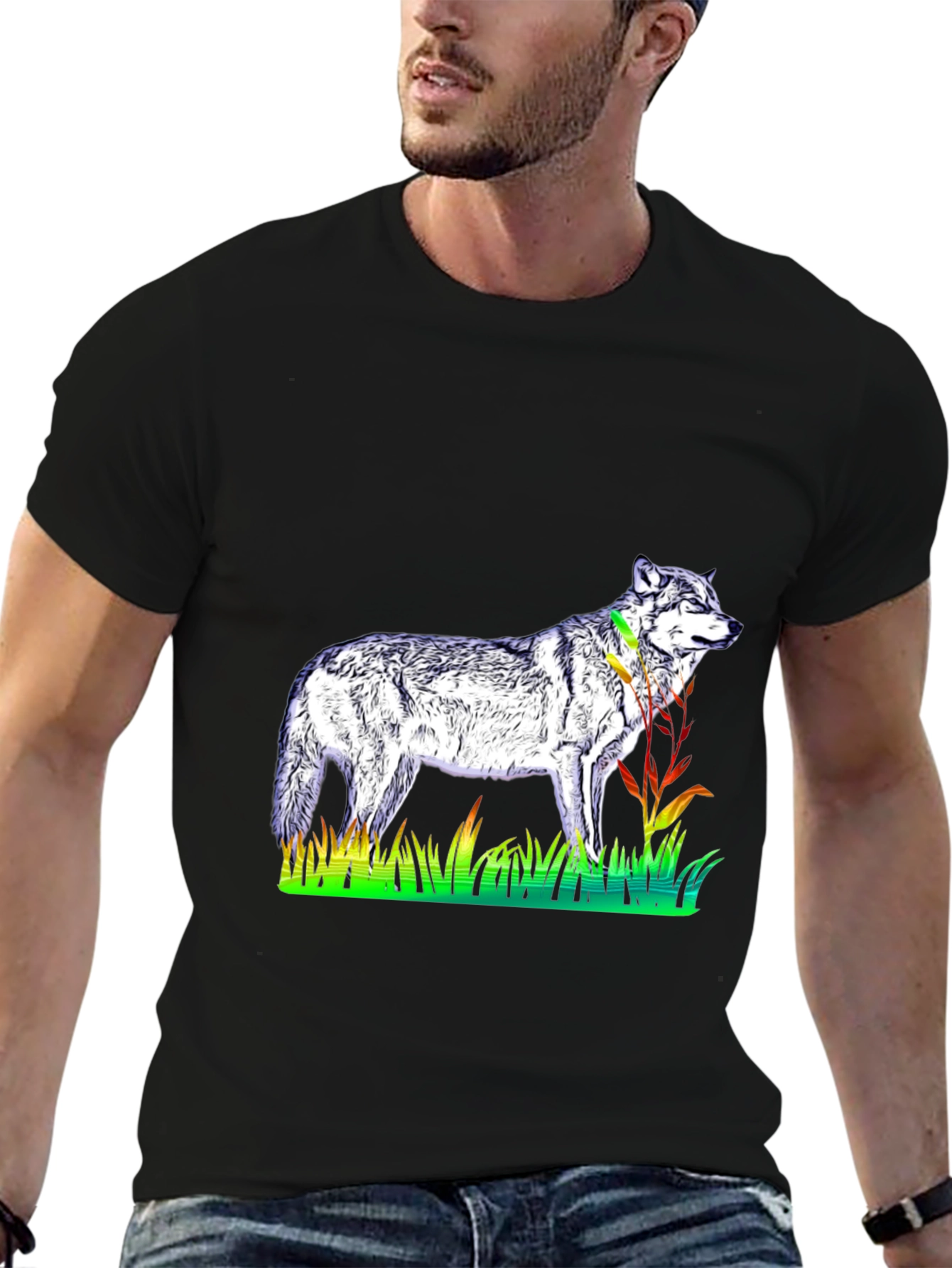 Wolf Graphic Tee - Mens Black T-Shirt