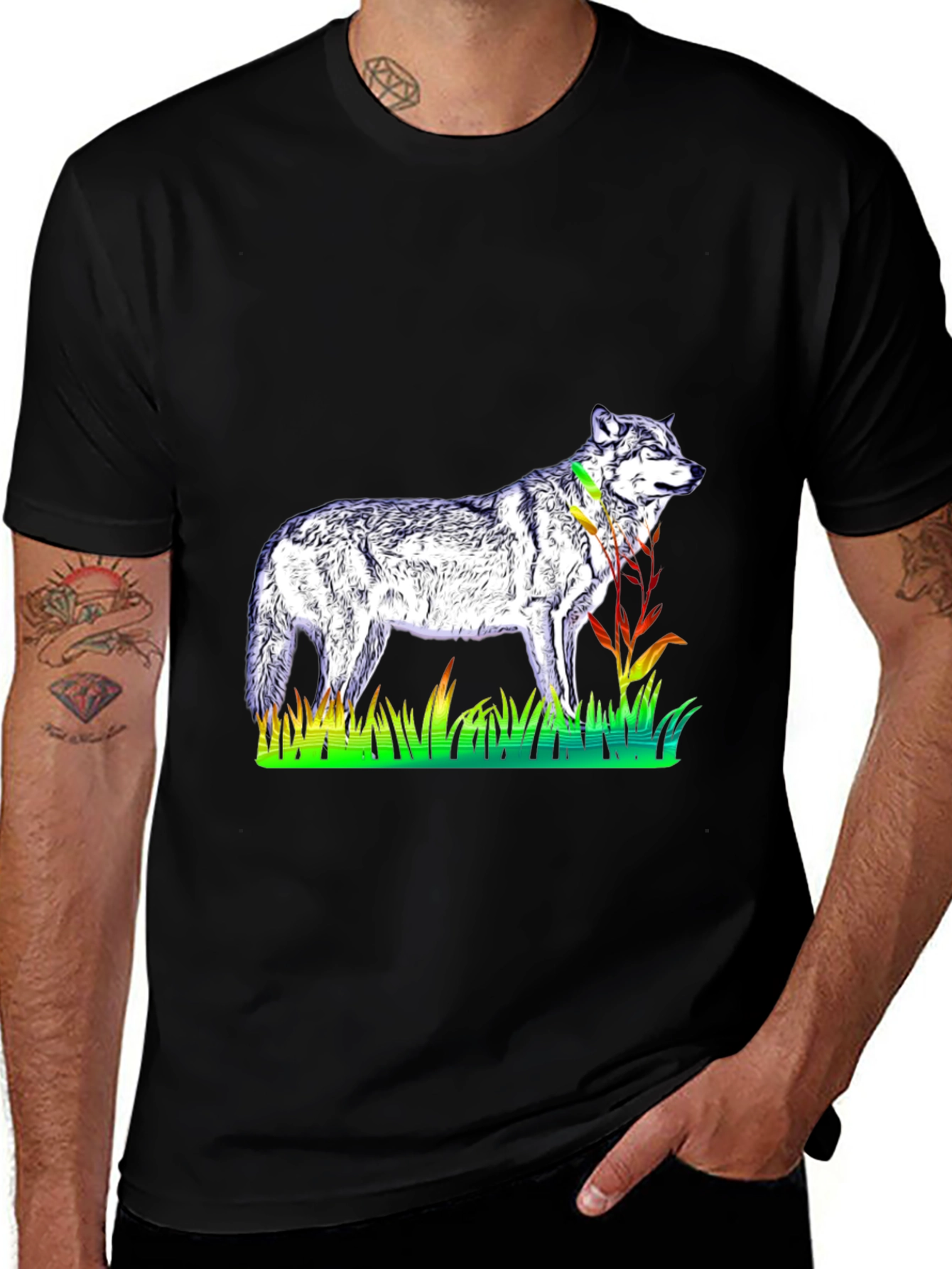 Wolf Graphic Tee - Mens Black T-Shirt