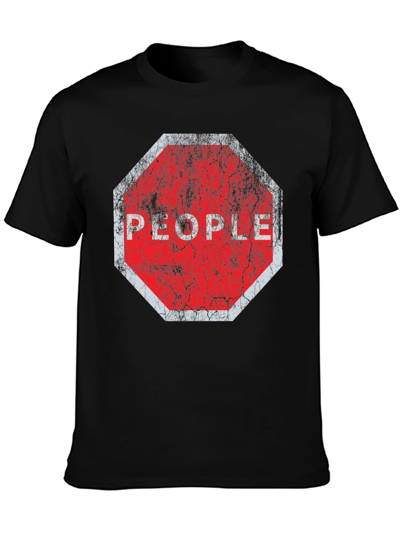 Stop People Graphic Tee - Black Cotton T-Shirt