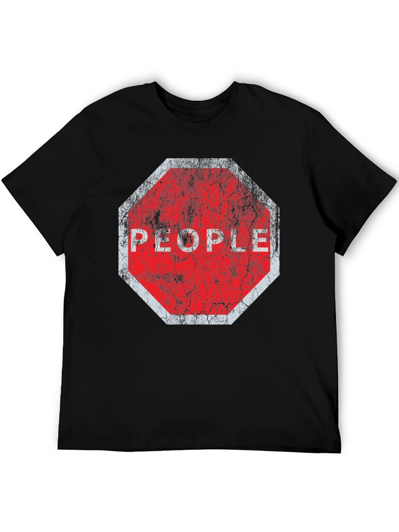 Stop People Graphic Tee - Black Cotton T-Shirt