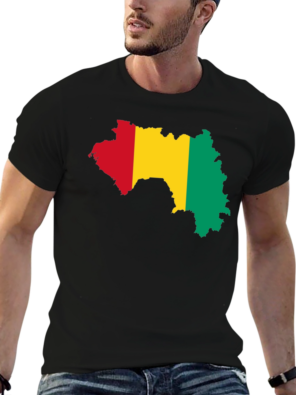Guinea Map T-Shirt - Black Cotton Tee