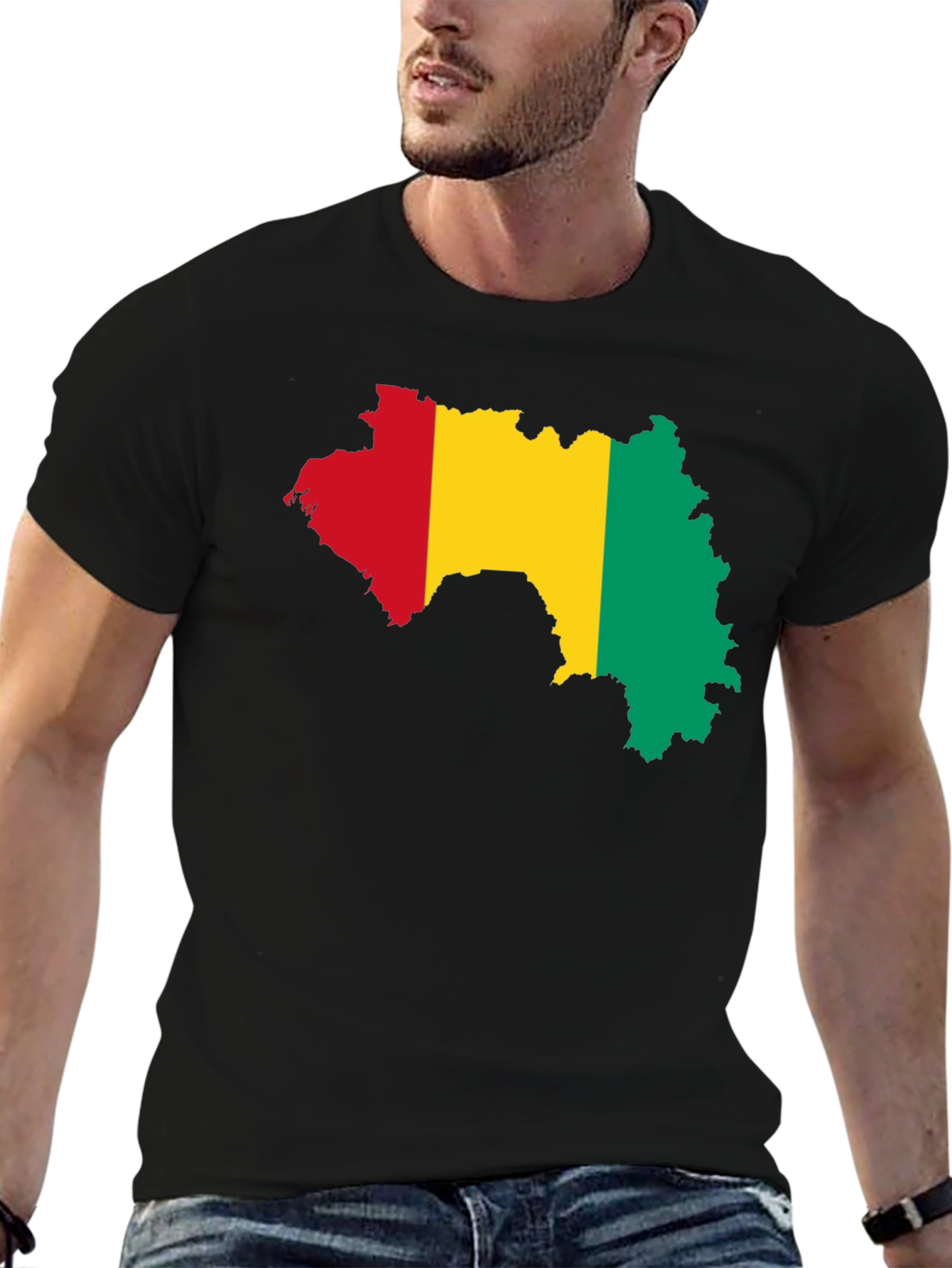Guinea Map T-Shirt - Black Cotton Tee