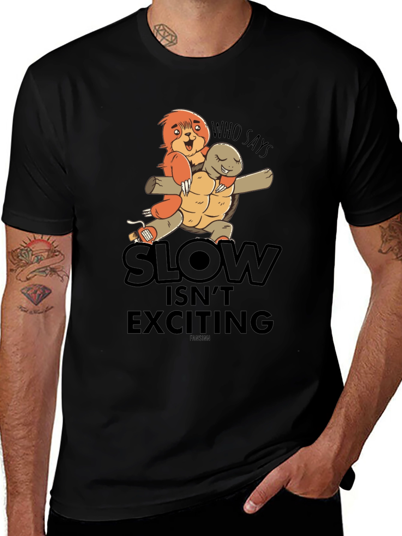 Funny Sloth & Turtle Graphic T-Shirt
