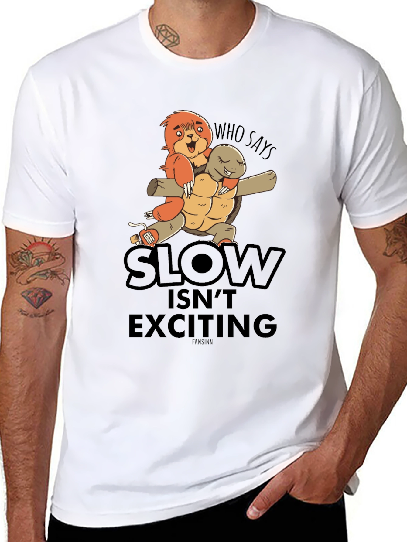 Funny Sloth & Turtle Graphic T-Shirt