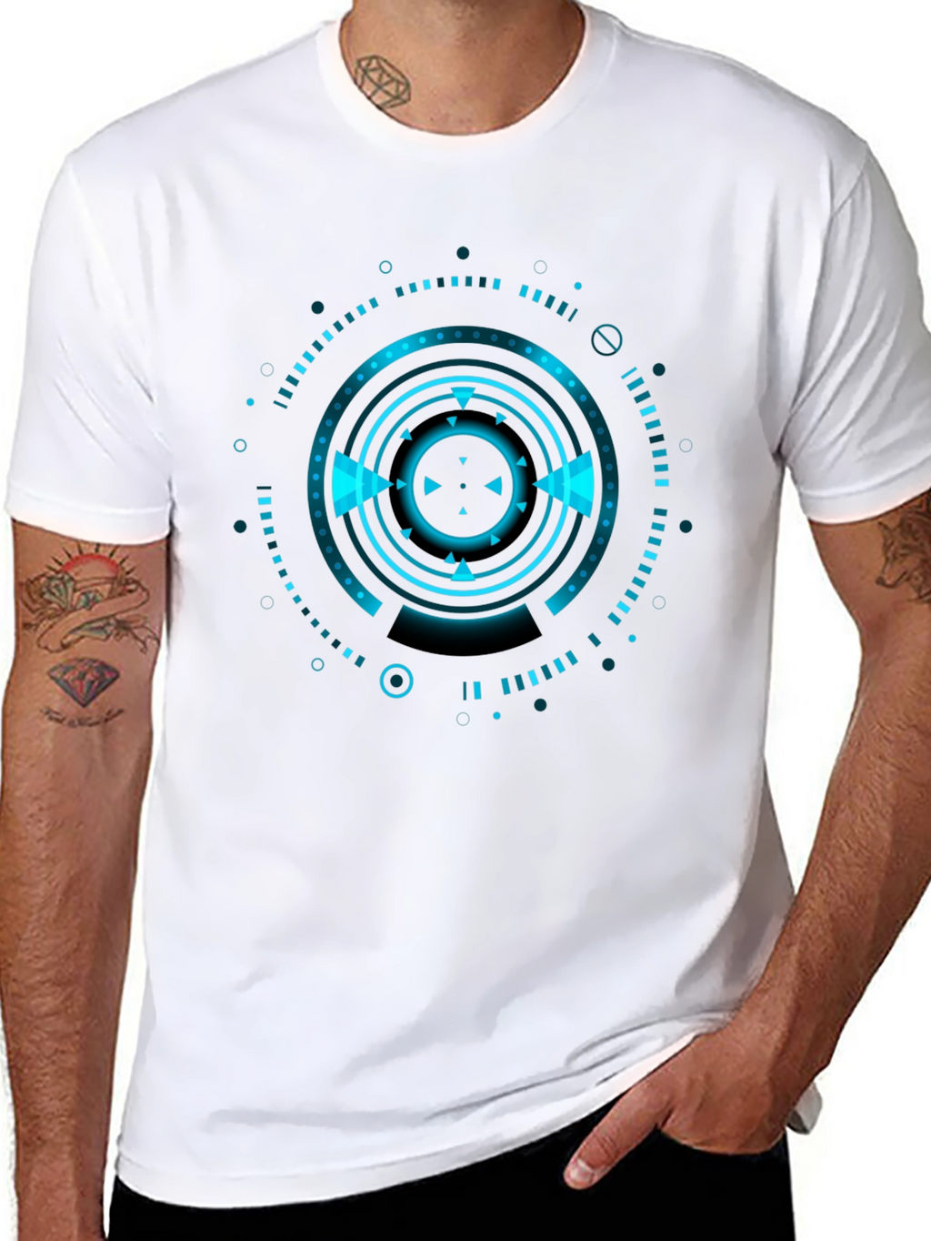 Cyberpunk Tech Graphic Black T-Shirt