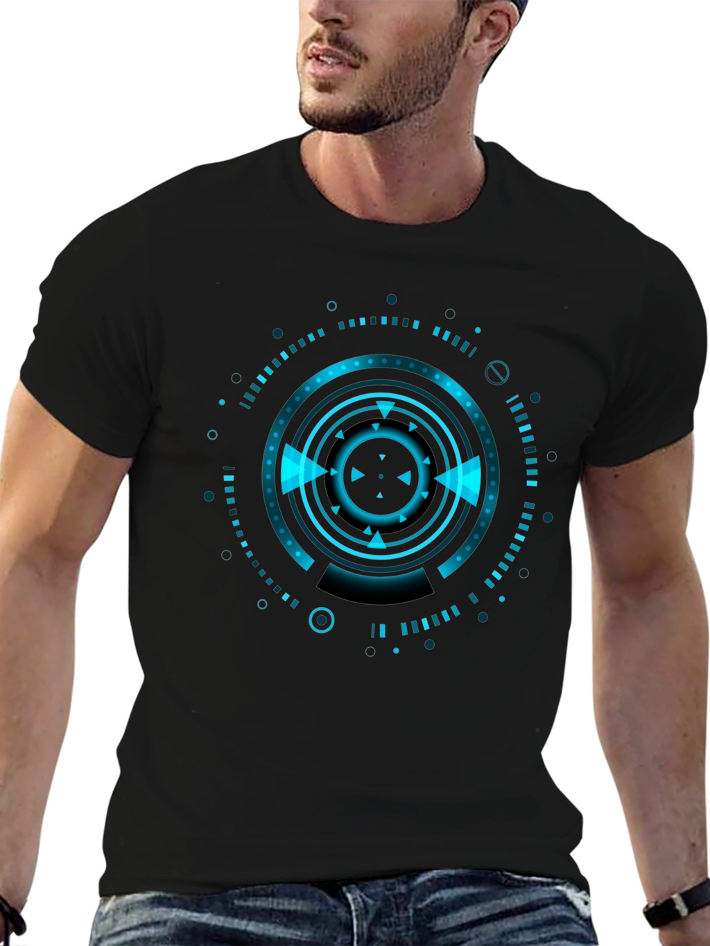 Cyberpunk Tech Graphic Black T-Shirt