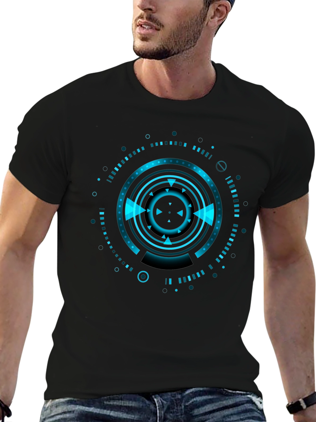 Cyberpunk Tech Graphic Black T-Shirt