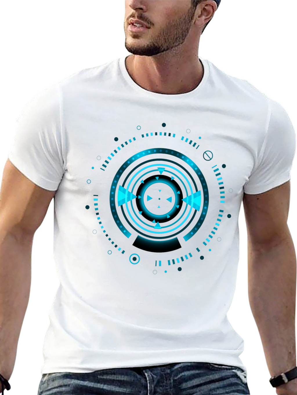 Cyberpunk Tech Graphic Black T-Shirt