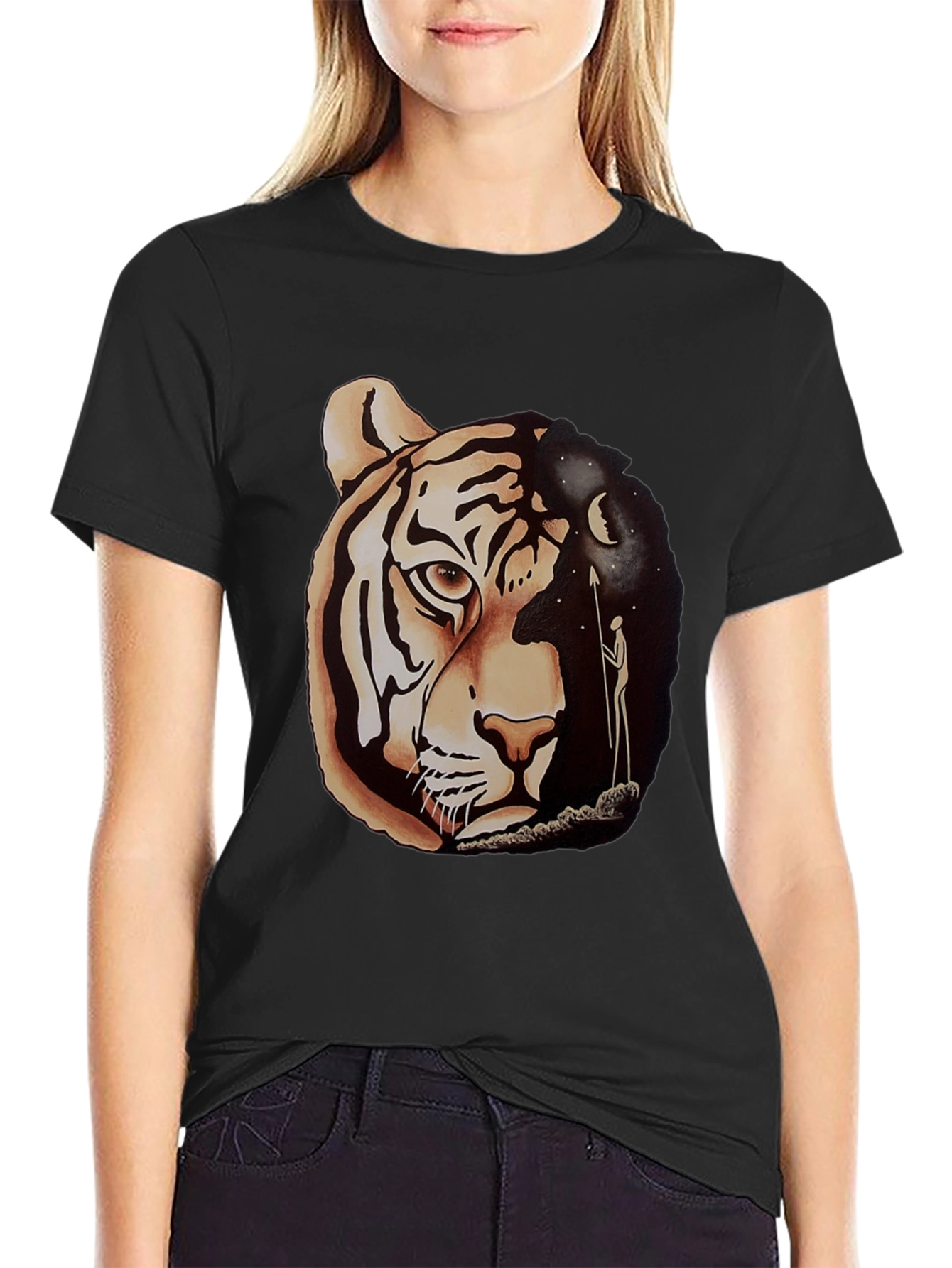 Tiger & Night Sky Graphic Tee - Unique Design