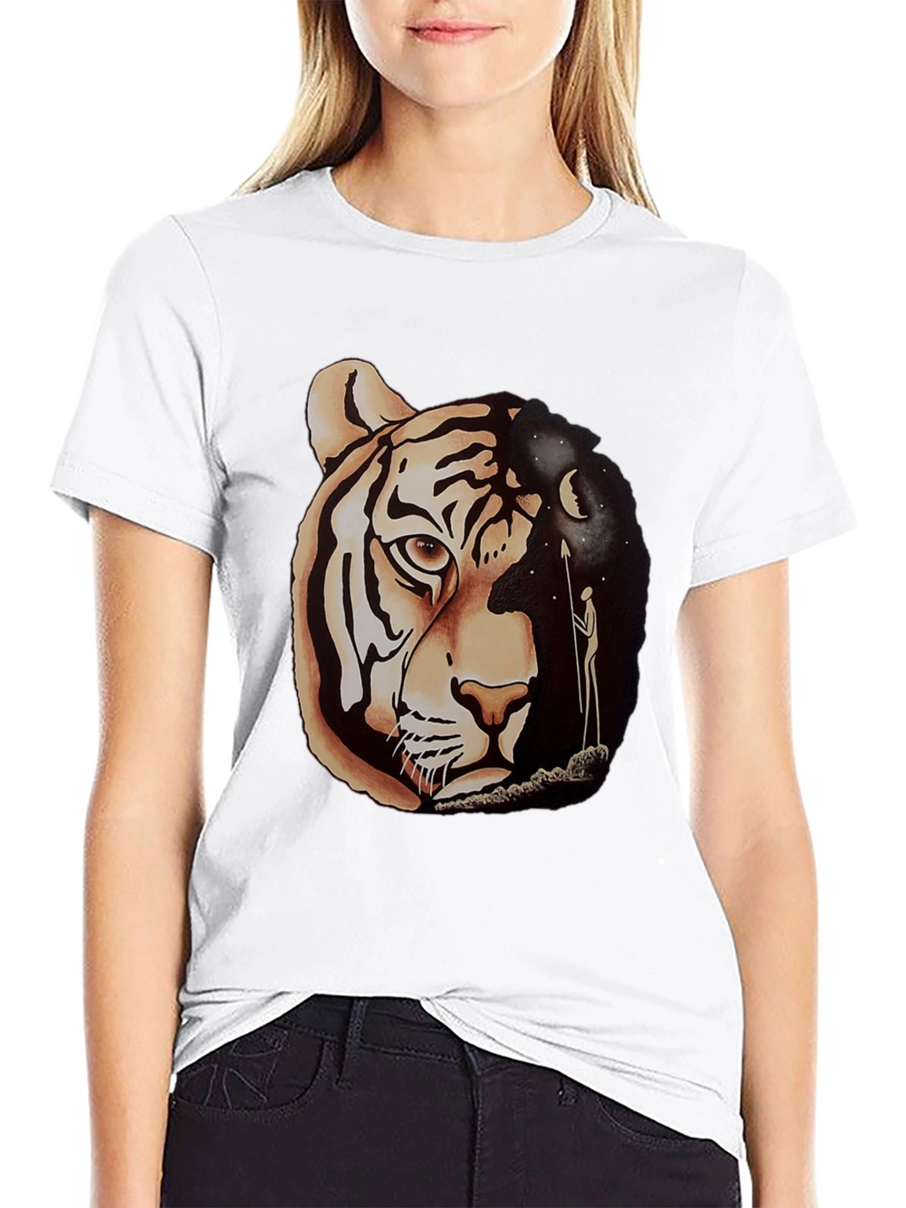 Tiger & Night Sky Graphic Tee - Unique Design