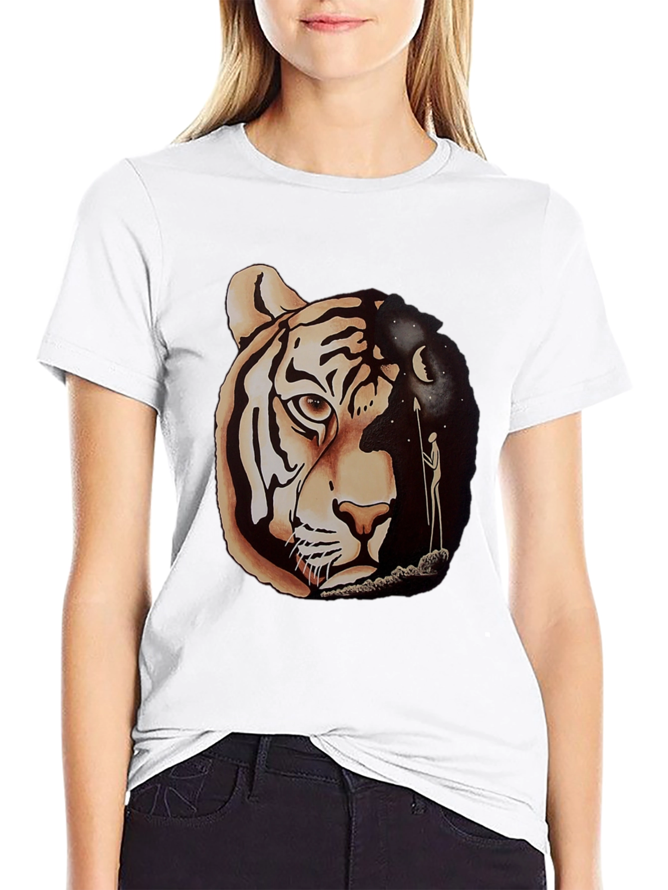 Tiger & Night Sky Graphic Tee - Unique Design