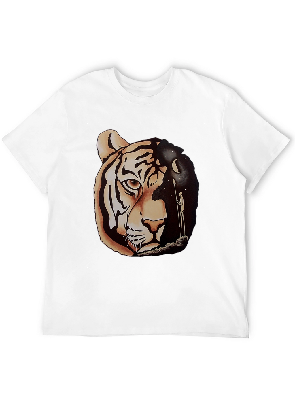 Tiger & Night Sky Graphic Tee - Unique Design