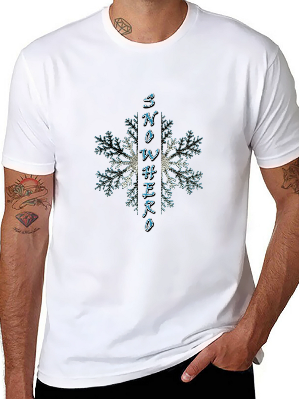 Snow Hero Graphic T-Shirt - Winter Snowflake Design