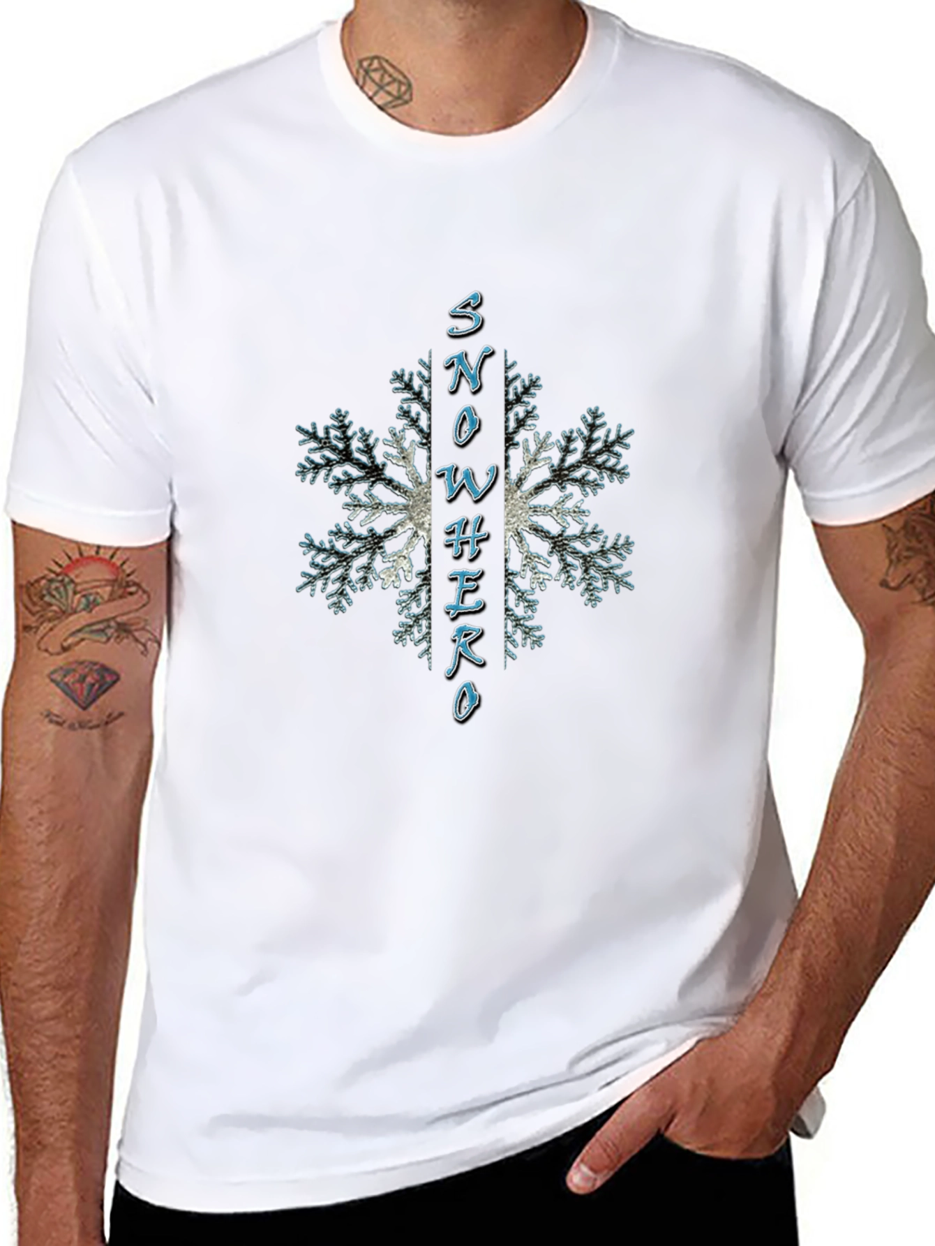 Snow Hero Graphic T-Shirt - Winter Snowflake Design